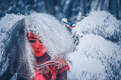 Close-up of snow on ice