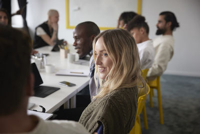 Diverse team having business meeting in conference room