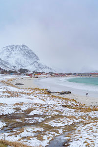 Scenic view of sea against sky during winter