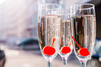 Close-up of beer in glass