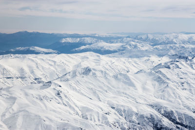 Aerial view of snowcapped mountains