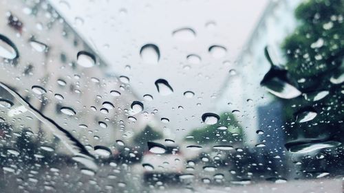 Close-up of water drops on glass