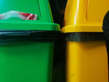 Close-up view of yellow plastic