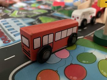 Close-up of toy car on table