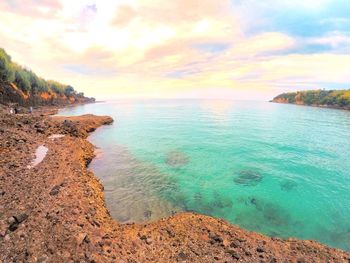 Scenic view of sea against sky during sunset