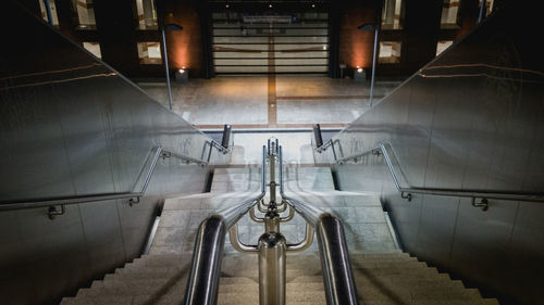 High angle view of escalator in building