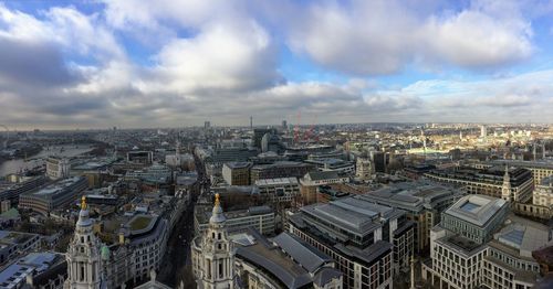 High angle view of cityscape against sky