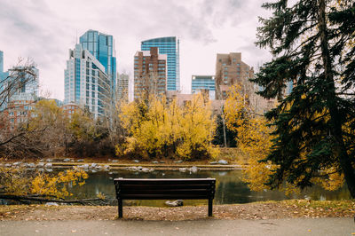 Trees in park against sky during autumn