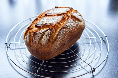 High angle view of bread in plate