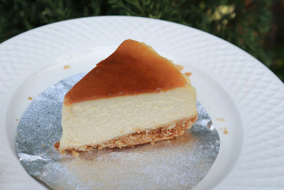 Close-up of cake slice in plate