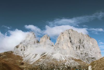 Panoramic view of rocky mountains against sky