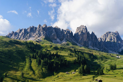 Panoramic view of landscape and mountains against sky