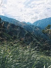 Scenic view of mountains against sky