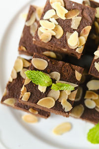 Close-up of cake served in plate