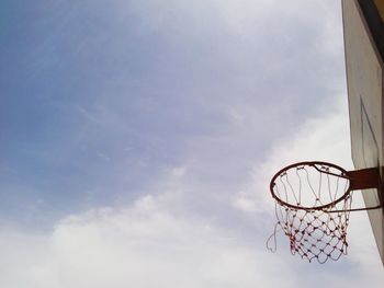 Low angle view of basketball hoop against sky