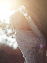 Portrait of cute girl during winter