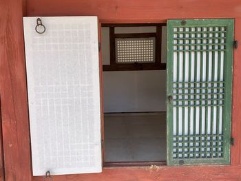 Closed door of building