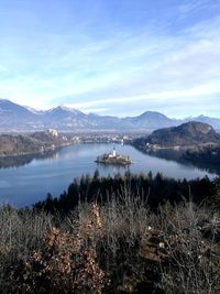 Scenic view of lake against sky