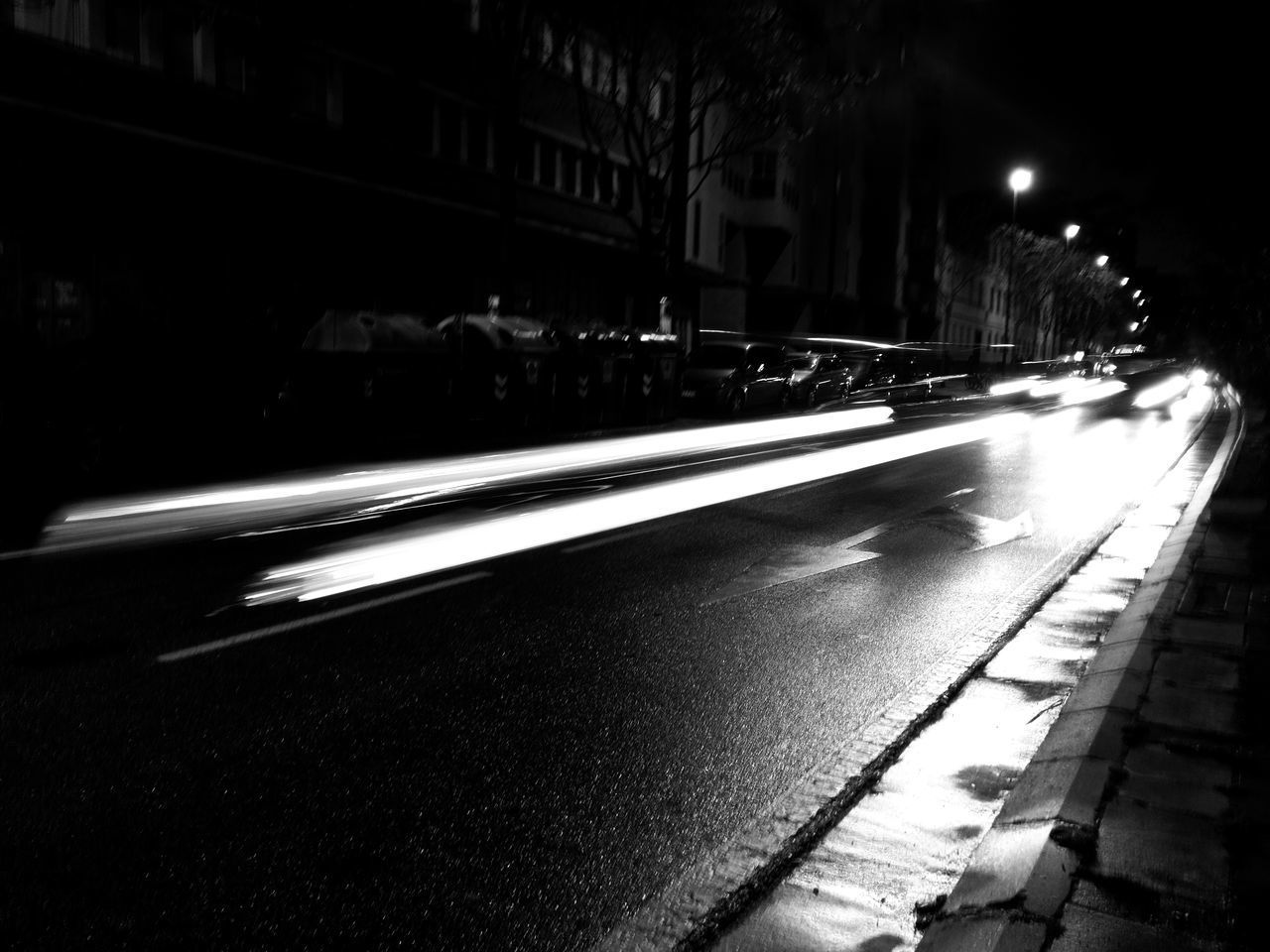 LIGHT TRAILS ON CITY STREET