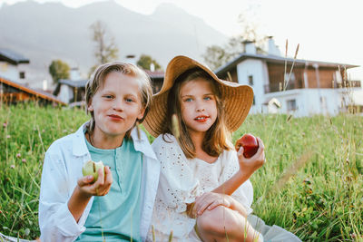 Portrait of mother and girl