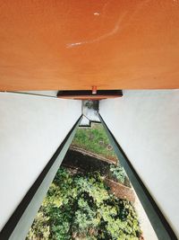 High angle view of building seen through window