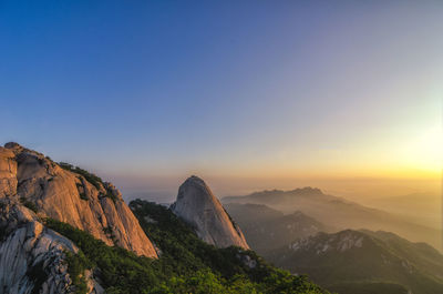 Scenic view of mountains against clear sky