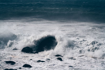 Waves splashing on sea