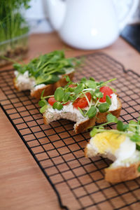 Healthy sandwiches with vegetables and microgreens.