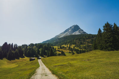 Scenic view of mountains against clear sky