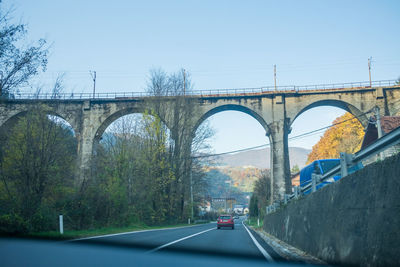 Bridge over river against clear sky