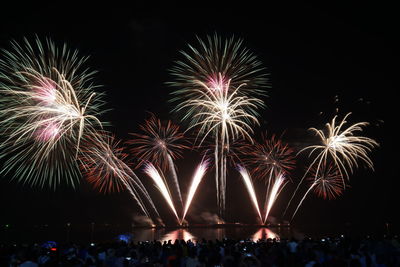 Firework display at night