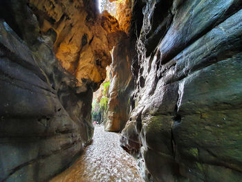 Low angle view of rock formation in cave