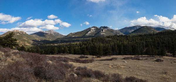 Panoramic view of landscape and mountains against sky