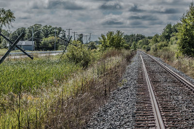Railroad track on field
