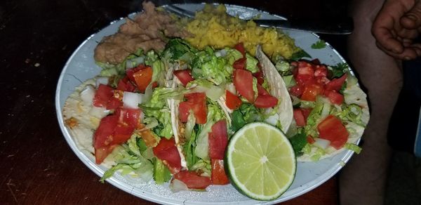 Directly above shot of fruits served in plate