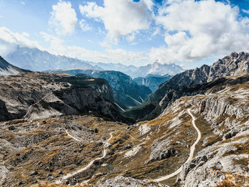 Scenic view of mountain range against sky