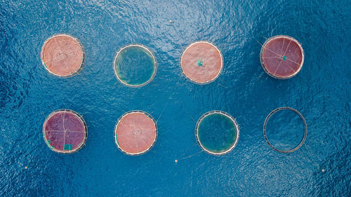 High angle view of multi colored pencils on table