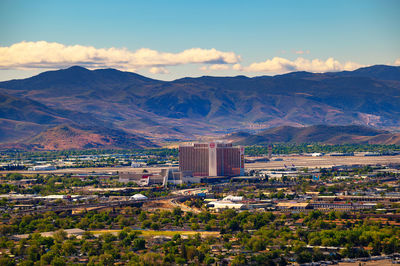 High angle view of townscape against sky