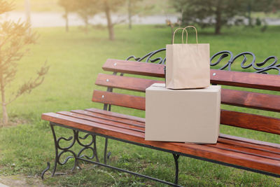 Empty bench in park