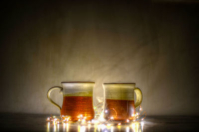 Glass of wine glasses on table