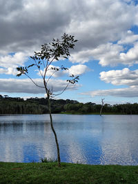 Scenic view of lake against sky