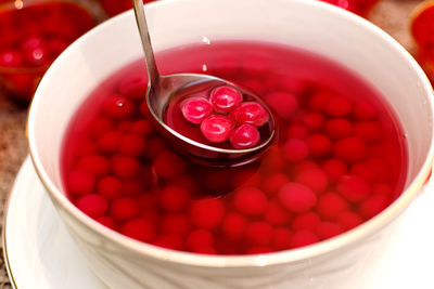 Close-up of dessert in bowl on table