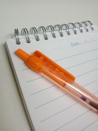 High angle view of pencil on table