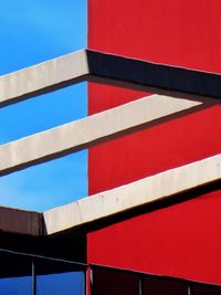 Low angle view of building against blue sky