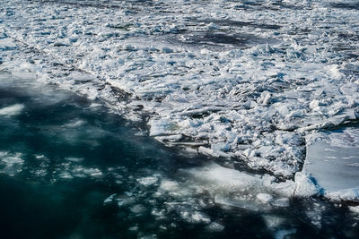 Aerial view of frozen sea