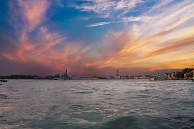 Scenic view of sea against sky during sunset