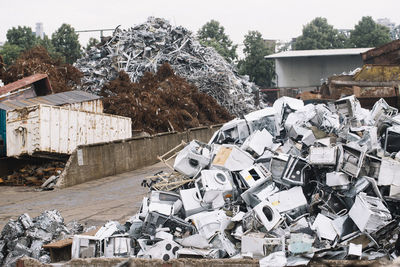 Stack of garbage outside building