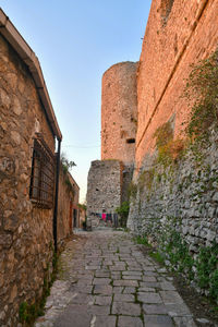 A narrow street in riardo, a medieval village in campania, italy.