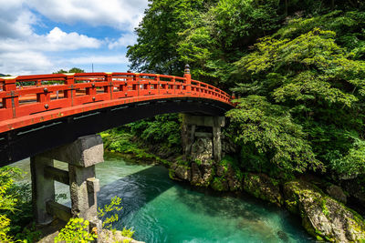 The colorful shinkyo bridge, one of the most popular landmarks of nikko, japan