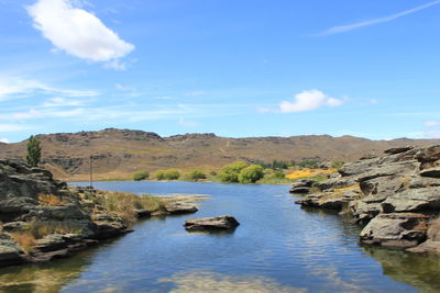 Scenic view of rock formations against sky